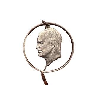 Vintage Eisenhower Liberty Dollar Coin Pendant Silver Plated